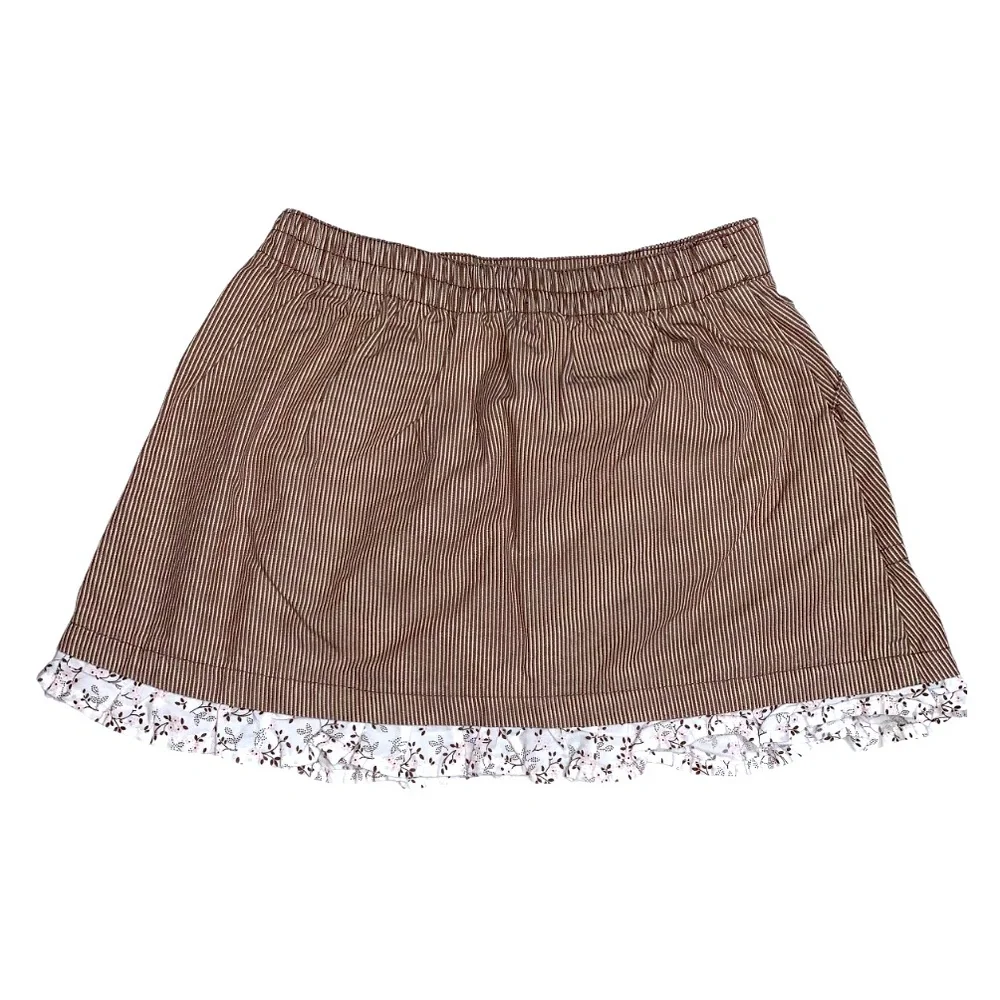 Striped Brown Pink Summer Cute Ruffle Skirt with Heart by Carter’s - Picture 3 of 8